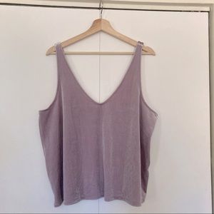 Madewell Velvet V-Neck Tank Top, XL in Provence Grape